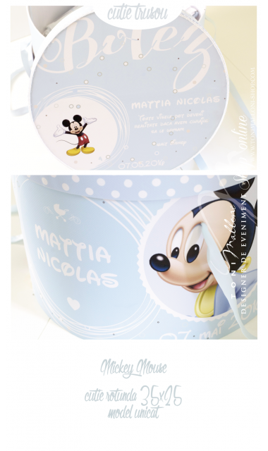 Trusou de botez brodat pentru baieti cu Mickey Mouse, Little man 5